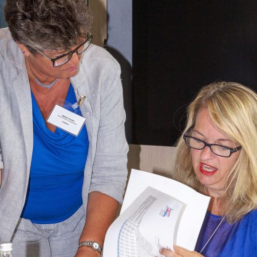 5. Judging Heropreneurs Awards   Amanda Rayner discussing results with Liz Parker